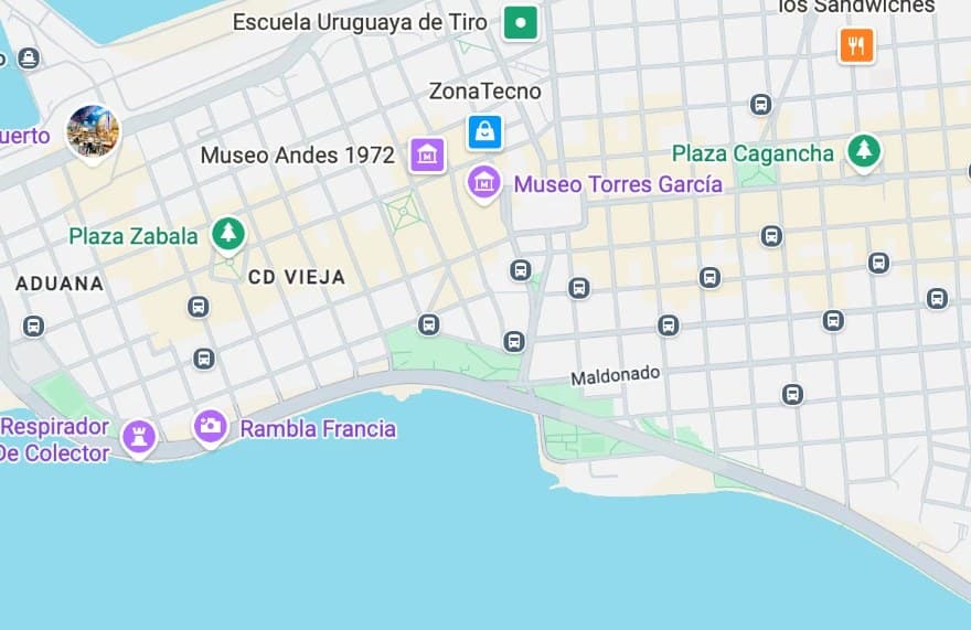 Mapa de Ciudad Vieja y Cordón, Montevideo
